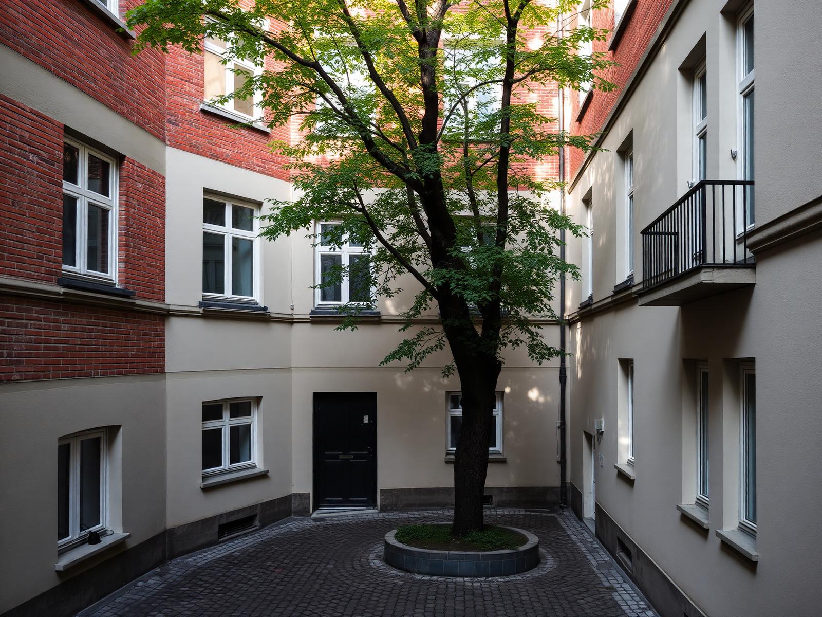 Berliner Hinterhof mit Baum